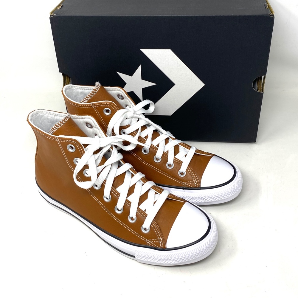 Converse Chuck Taylor High Leather Sneakers Warm Tan Casual Women's Size A07875C - Picture 7 of 10